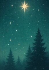 Obraz premium Starry night forest scene