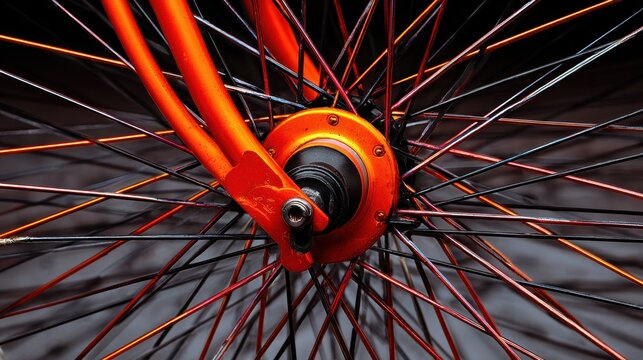 Color close up of a bicycle wheel with spokes