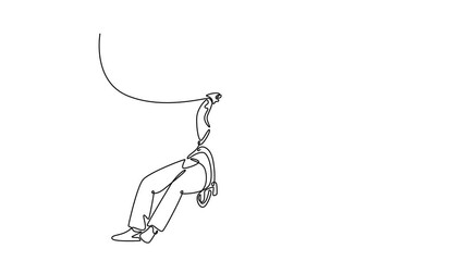 An exhilarating zipline adventure. unforgettable experience. Travel experience concept. Single line draw design. Full length animation illustration. High quality 4k footage - Powered by Adobe