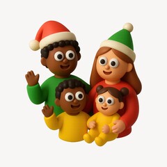 Fototapeta premium Festive family cartoon characters smiling
