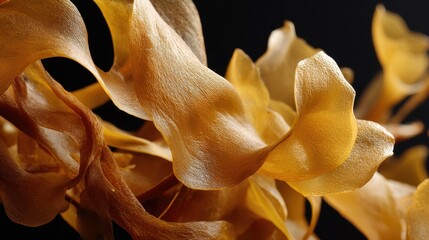 Detailed view of kelp fiber against a dark backdrop
