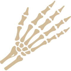 Obraz premium Anatomical illustration of a human hand skeleton in a neutral beige color with a transparent background showcasing bone structure in a clear depiction