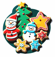 cartoon set of christmas cookies vector illustration