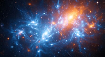 Luminous Nebula Formation Across Infinite Cosmic Expanse Digital Rendering