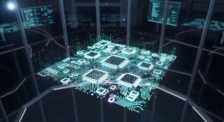 Futuristic circuit board technology background for ai and computer science applications design digital art