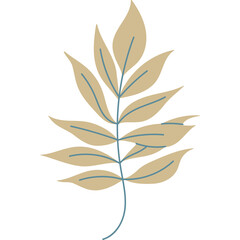 A delicate beige leaf branch with thin blue veins set against a clean isolated transparent background showcasing natural botanical beauty and botanical art.