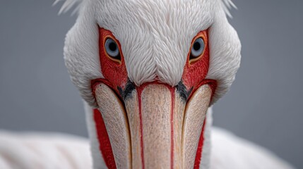 Naklejka premium Frontal portrait of a white pelican