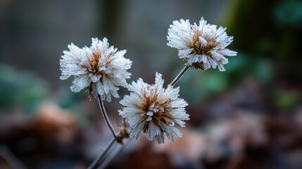 Frosted wildflower in a Swiss forest