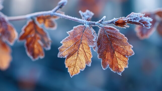 Frosty autumn leaves signal the transition to winter