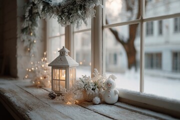 cozy winter window decorated