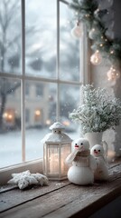 cozy winter window decorated