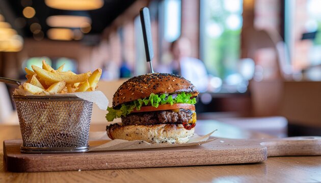 burger and fries - Powered by Adobe