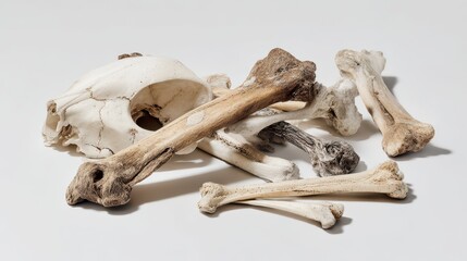 Fototapeta premium Image of animal bones against a white backdrop