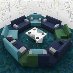Modern circular lounge seating arrangement