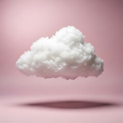 Floating White Cloud Against a Soft Pink Background