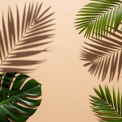 Tropical leaf shadows on a neutral background