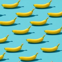 Bright Yellow Bananas Pattern on a Vibrant Blue Background