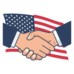 American Partnership Handshake Against the USA Flag Backdrop