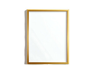 Obraz premium A vertically oriented, rectangular, golden picture frame with a white void inside