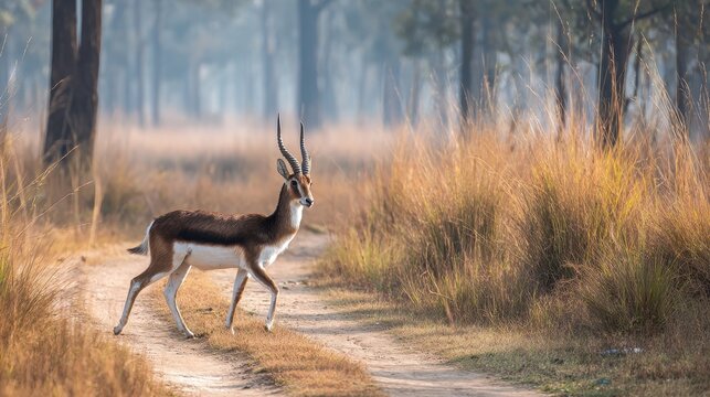Male Blackbuck walking proudly in Kanha National Park
