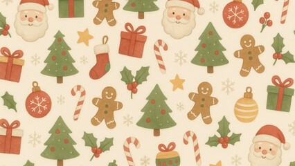 Fototapeta premium Festive Christmas pattern desktop wallpaper