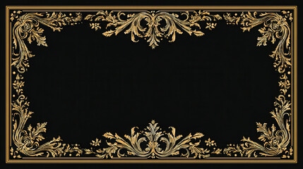 Ornate golden floral border on black background