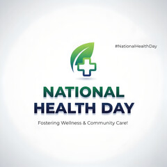 National Health Day wellness healthcare awareness green icon poster