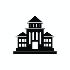 Classic building silhouette isolated on white background

