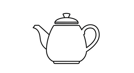 Simple outline illustration of a classic ceramic teapot with a lid