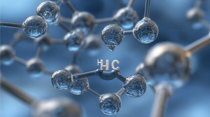 Abstract molecular structure with chemical formula h2o