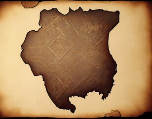 A faded, sepia-toned Suriname map outlines an unidentified region with a rustic, aged texture. The image evokes history, exploration, and timeless cartography.
