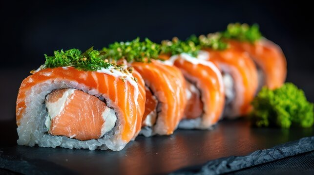 Salmon maki Japanese cuisine