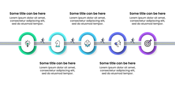 Infographic template. Road with 5 steps and icons