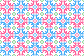 Hmong ethnic pattern, pastel tones for decorating clothes, printed fabrics, backgrounds