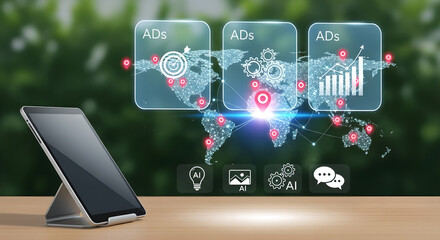 Digital Marketing Global Advertising AI Technology Data Analysis Copy Space