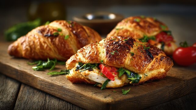 Savory brioche bread with chicken and rustic vegetables