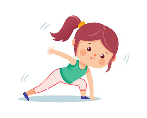 cute girl exercise actions to move the body healthy

