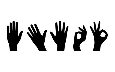 Obraz premium Collection of black hand silhouettes showing different gestures