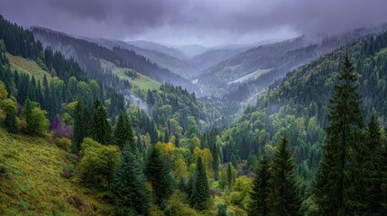 Fototapeta premium Scenery Woods Europe Romania Suceava area