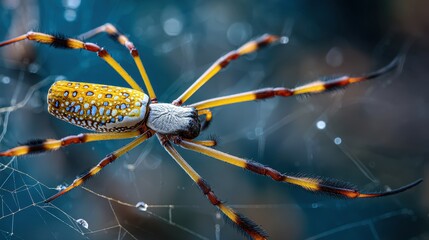 Stunning close up of a banana spider and its web