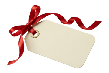 Gift Tag with Red Ribbon Bow Transparent PNG