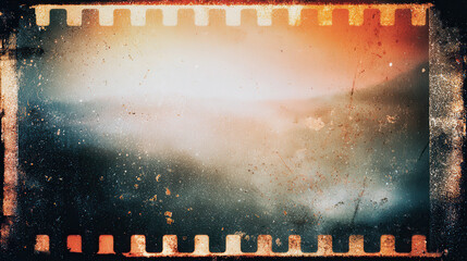 Vintage film frame with faded colors and grunge texture