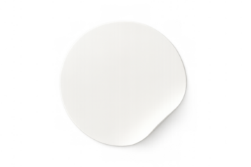 White round peeling sticker mock-up blank label with rolled corner on transparent background