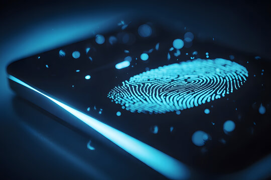 Biometric Security: A Close-Up Look at Digital Fingerprint Recognition. Evokes a sense of technological advancement and security.