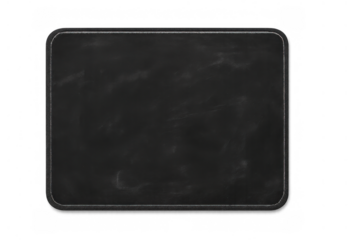 Black empty chalkboard with a textured surface and corner frame, perfect for school, messages, or marketing concepts, transparent background