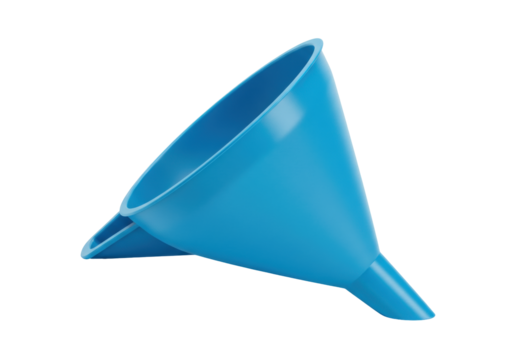 Isolated Plastic Funnel with Angled View for Liquids and Powders Transfer Applications