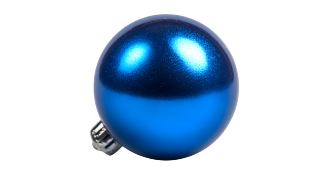 Blue metallic Christmas ornament ball isolated on white background