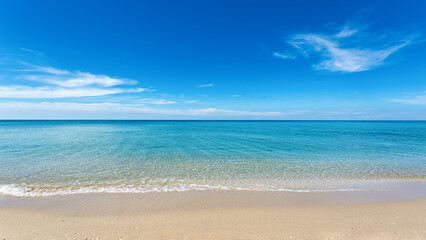 Beautiful sea horizontal photography of a beautiful and peaceful tropical beach landscape. Nature background.