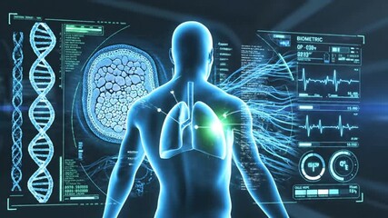 Futuristic Medical Scan of Human Body and DNA Analysis. - Powered by Adobe