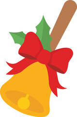 Isolated christmas bell with red ribbon icon Vector. christmas elements